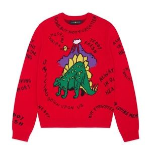 Teddy Fresh Gone But Not Forgotten Red Dinosaur sweater